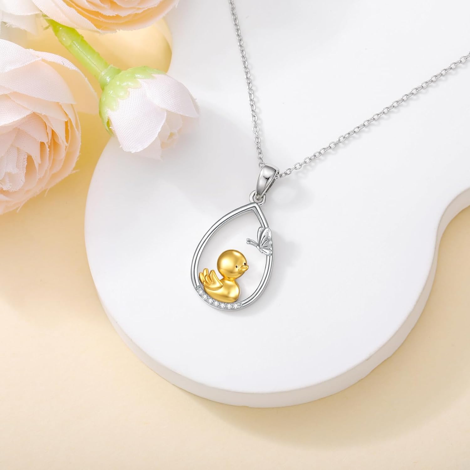 Diamond Duck Necklace 925 Sterling Silver Cute Animal Necklace for Women Jewelry Gifts for Anniversary - Image 3