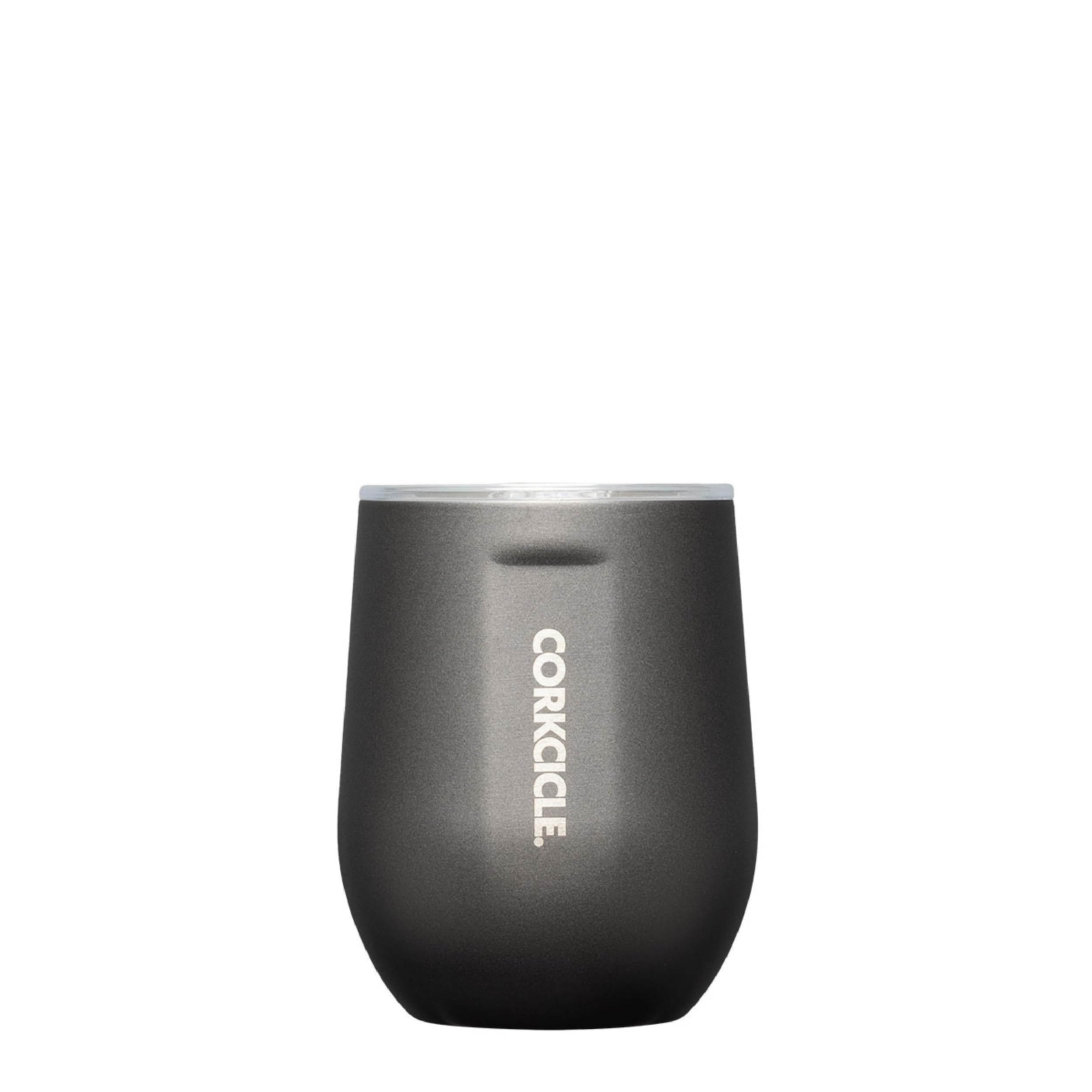 CorkcicleStemless Insulated Wine Glass Tumbler, Ceramic Slate, 12 oz – Stainless Steel Stemless Wine Glass Keeps Beverages Cold for 6 Hours, Hot for 3 Hours – Non-Slip, Easy-Grip Insulated Cup