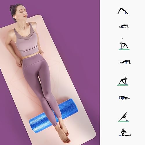 Miniatura 6 de Mikikit High-Density Foam Yoga Column Muscle Massager Roller for Deep Tissue Massage and Muscle Release Blue Fitness Roller for Back Shoulder Neck