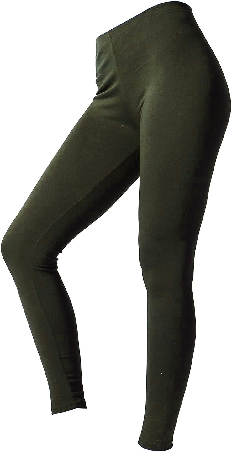 The Leggings Studio Luna Plain Stretch Leggings - Khaki - ML