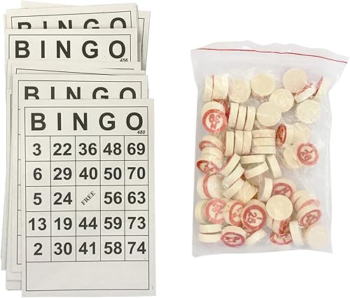 Juego de bingo clásico, juego de bingo de madera incluye 40 tarjetas de números de bingo y 75 ajedrez, juego de azar para fiestas familiares, niños