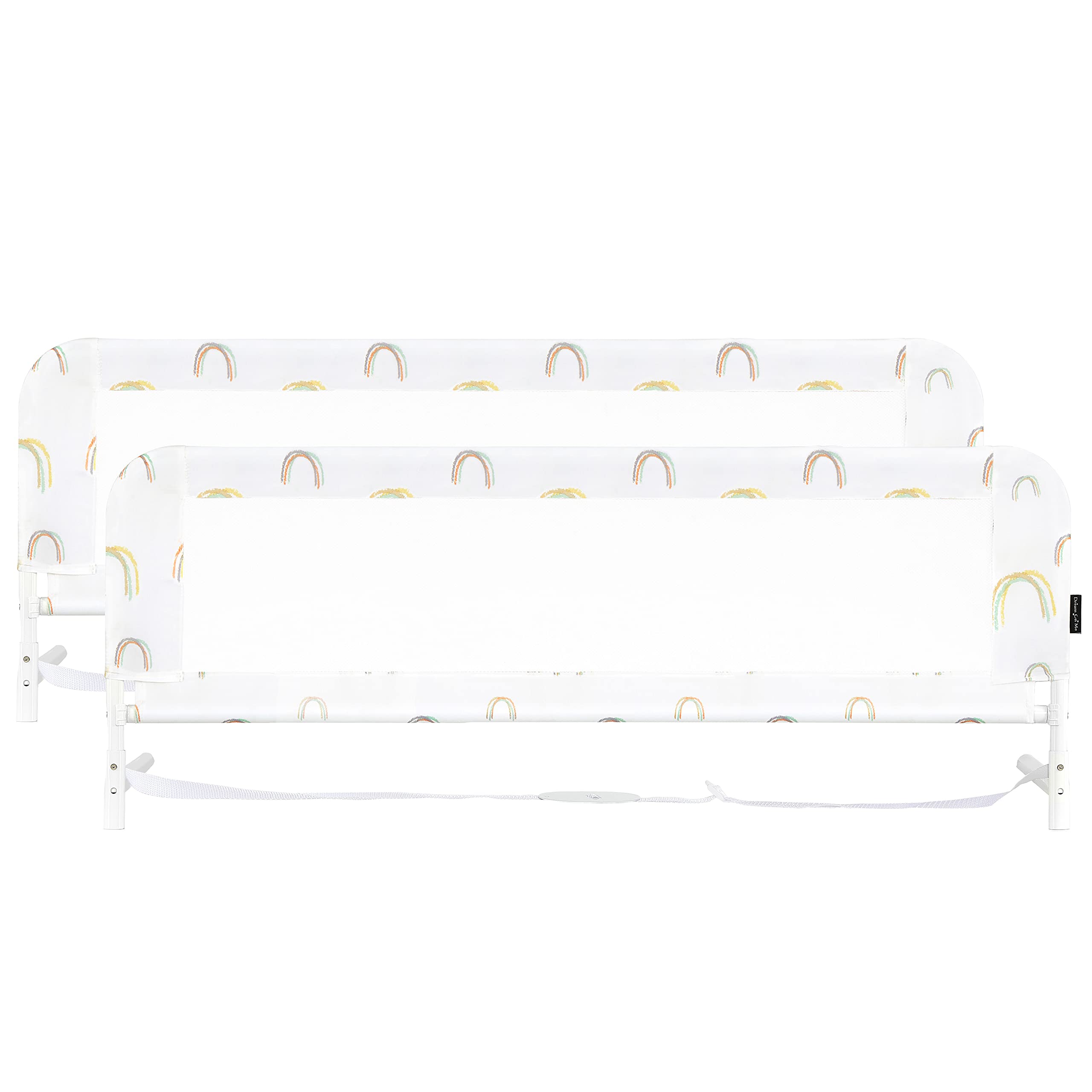 Dream On Me Adjustable Mesh Bed-Rail, Two Height Levels, No Assembly Required, Compatible with Adult Twin-Size-Beds, Equipped with Guard Gap, Durable Nylon Fabric Mesh, Rainbow Grey Print (Pack of 2)