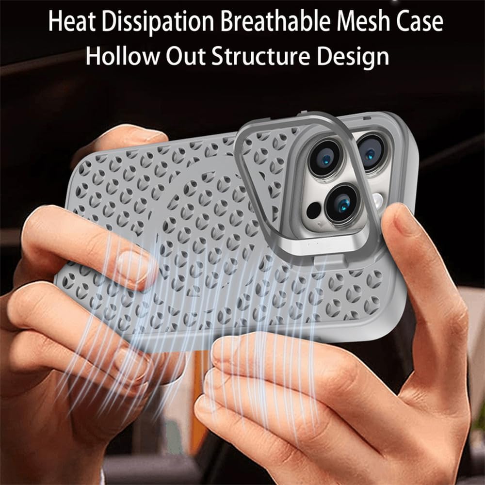 Luxury Camera Fold Holder Case for iPhone 16 15 14 Plus 12 13 11 Pro Max Wireless Charge Heat Dissipation Soft Cover,Orange,for iPhone 12Pro Max image 2