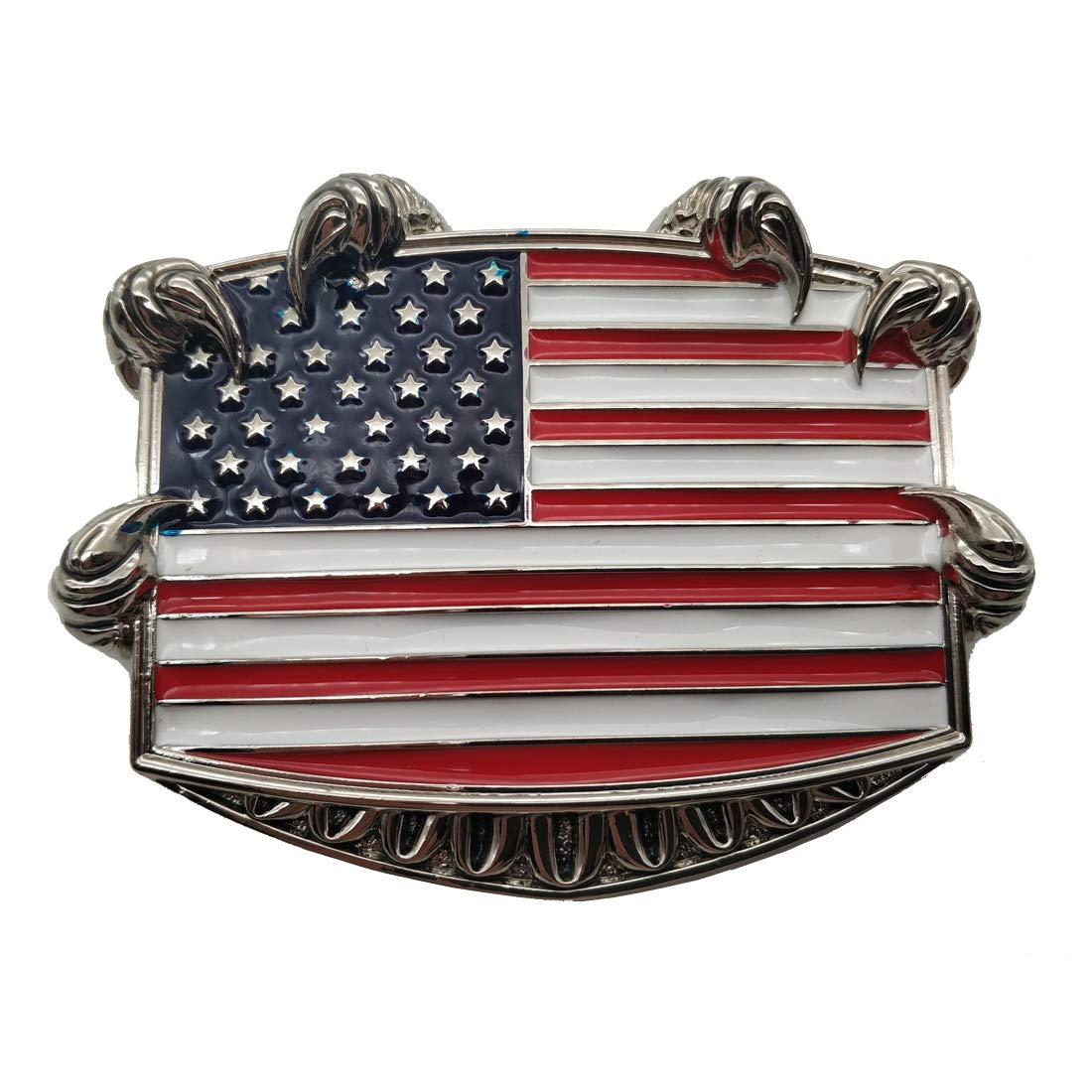 Xwest Men's Silver American Flag Eagle Claw Belt Buckle Seizing Freedom Talon Buckle