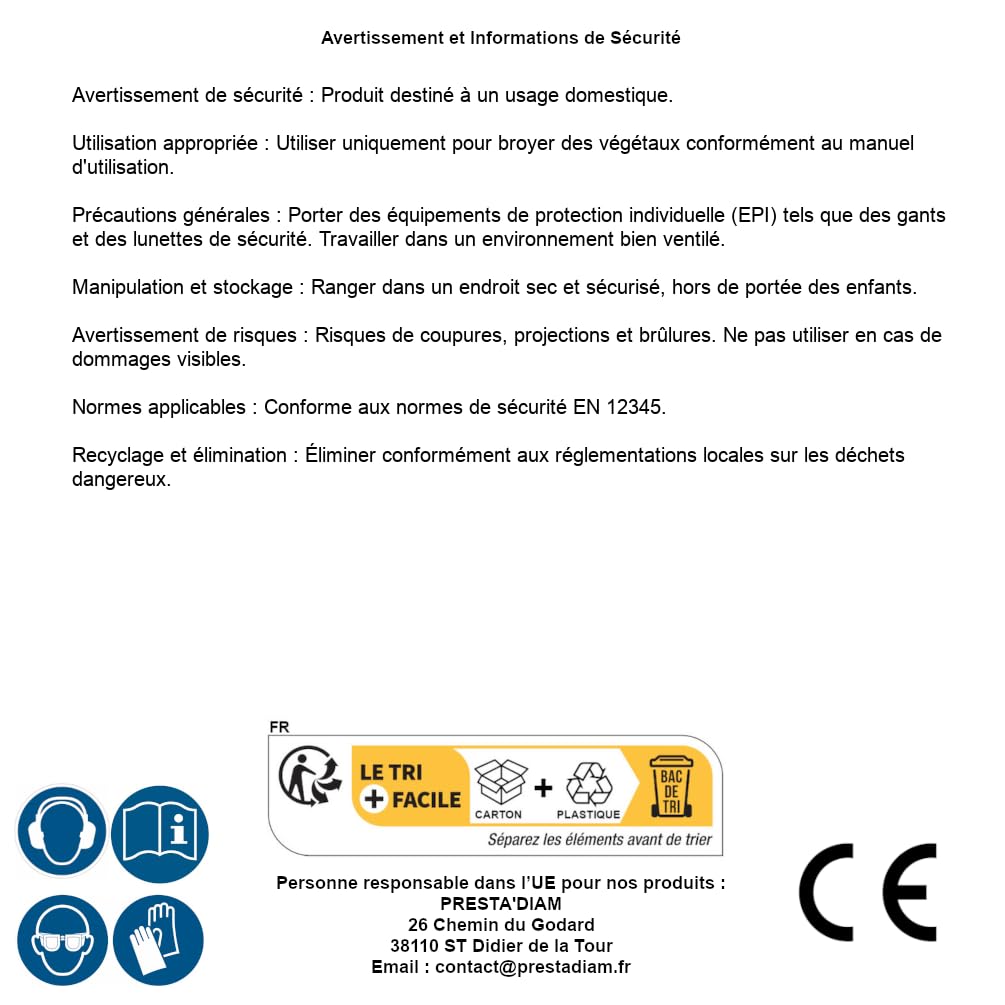 Broyeur Thermique 196CC 6,5HP pour Végétaux - 101,45 kg - Performance Élevée et Efficacité - D-Work