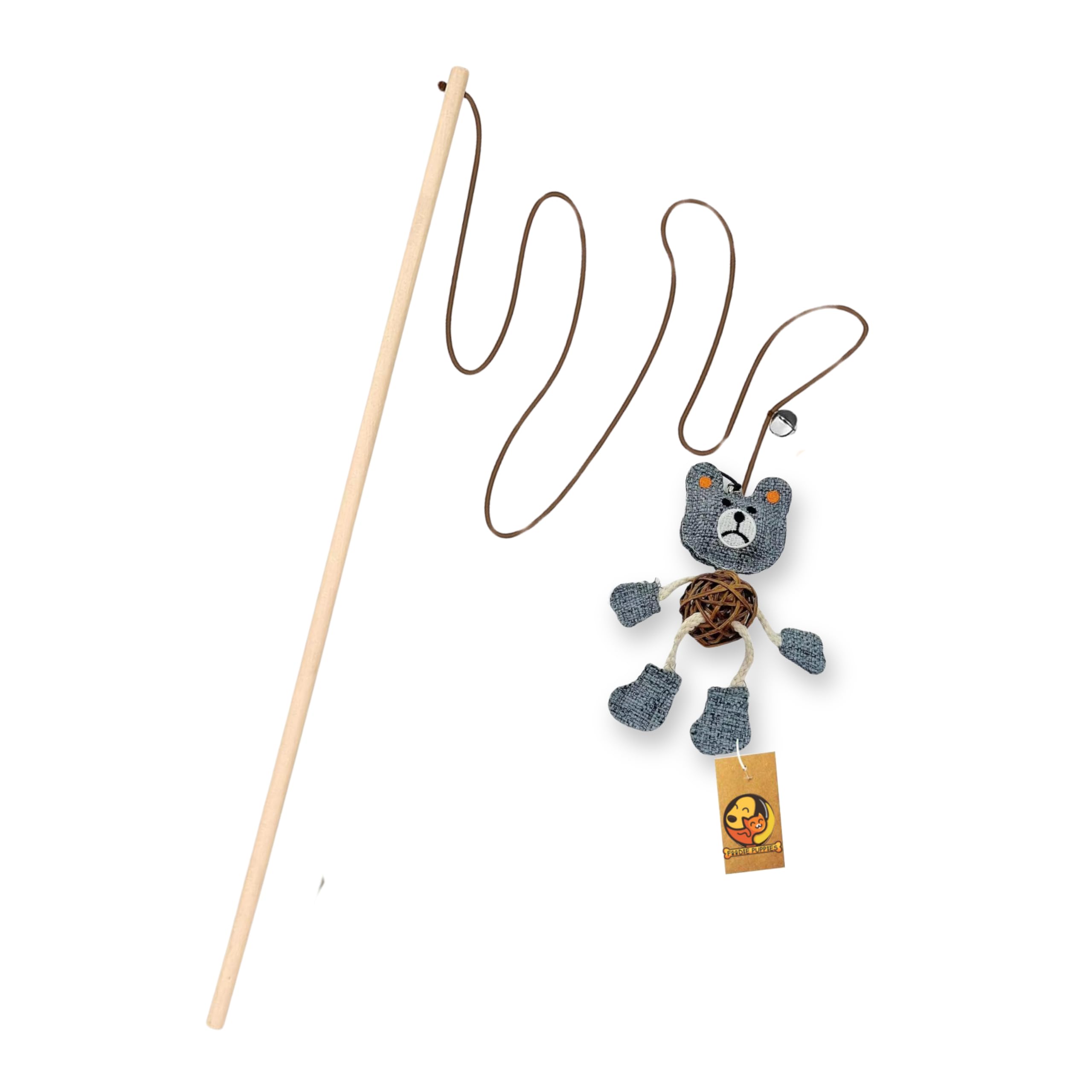 Foodie Puppies Interactive Wooden Cat Teaser Stick with Funny Animal Attachments - (Grey Bear) | Suitable for Cats and Kittens | Indoor and Outdoor, Play & Exercise (Size: 40cm) (B0D87975DH) Amazon Price History, Amazon Price Tracker