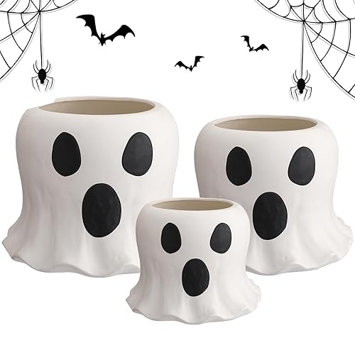3 Pcs Halloween Ghost Vase Ghosts Bucket Ceramic Vase Decoration