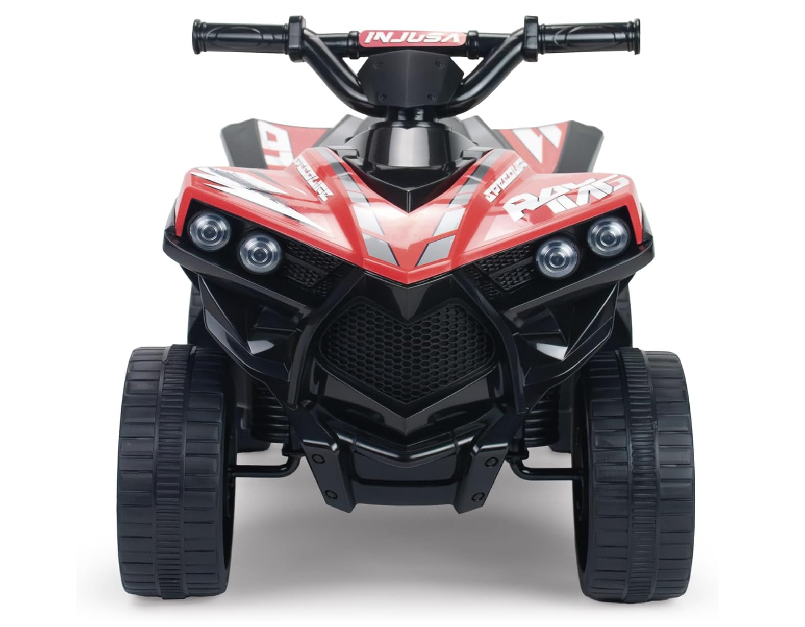 Quad Eléctrico Infantil 6V Rojo - Quad Racing para Niños +18 Meses con Marcha Atrás + Luces LED + Sonidos + Pedal Acelerador + Freno Eléctrico - Vehículo Eléctrico Niño Niña - INJUSA