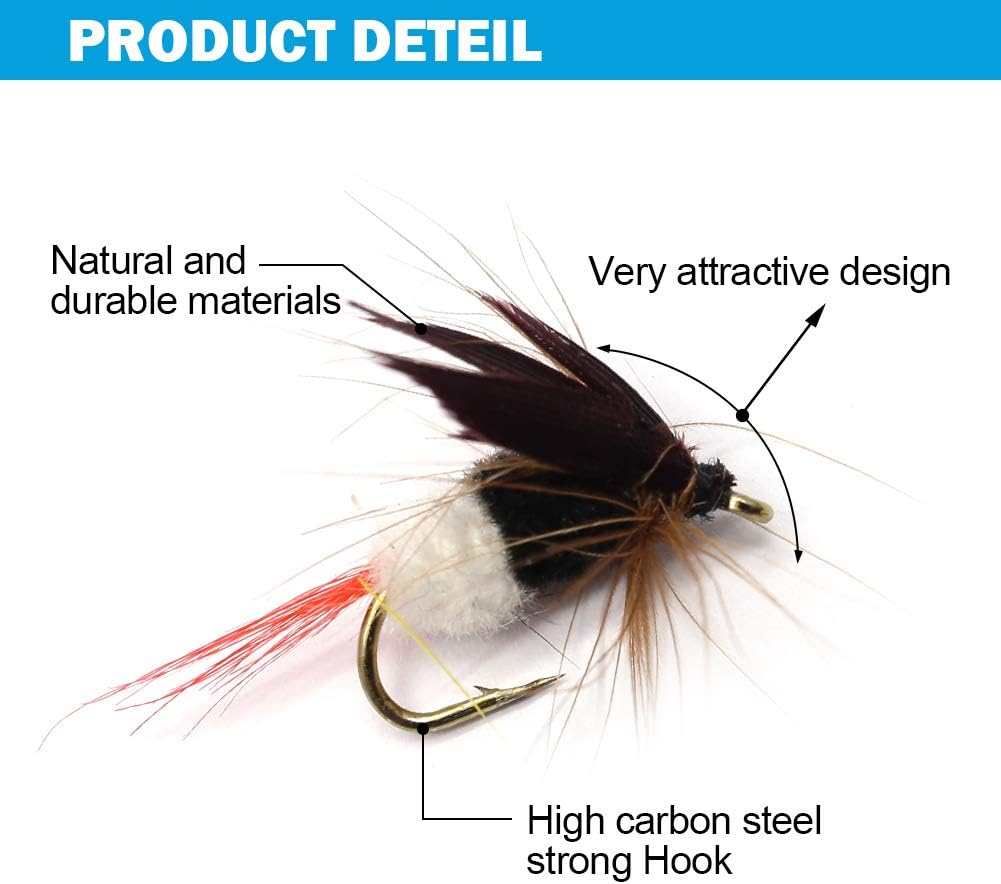 Fly Fishing Trout Flies Kit 16pcs Fly Fishing Lure for Trout Premium Dry Wet Flies Streamer Mayfly Emerger Flys Trout Fly Fishing Gear Bait Assorted : Sports & Outdoors