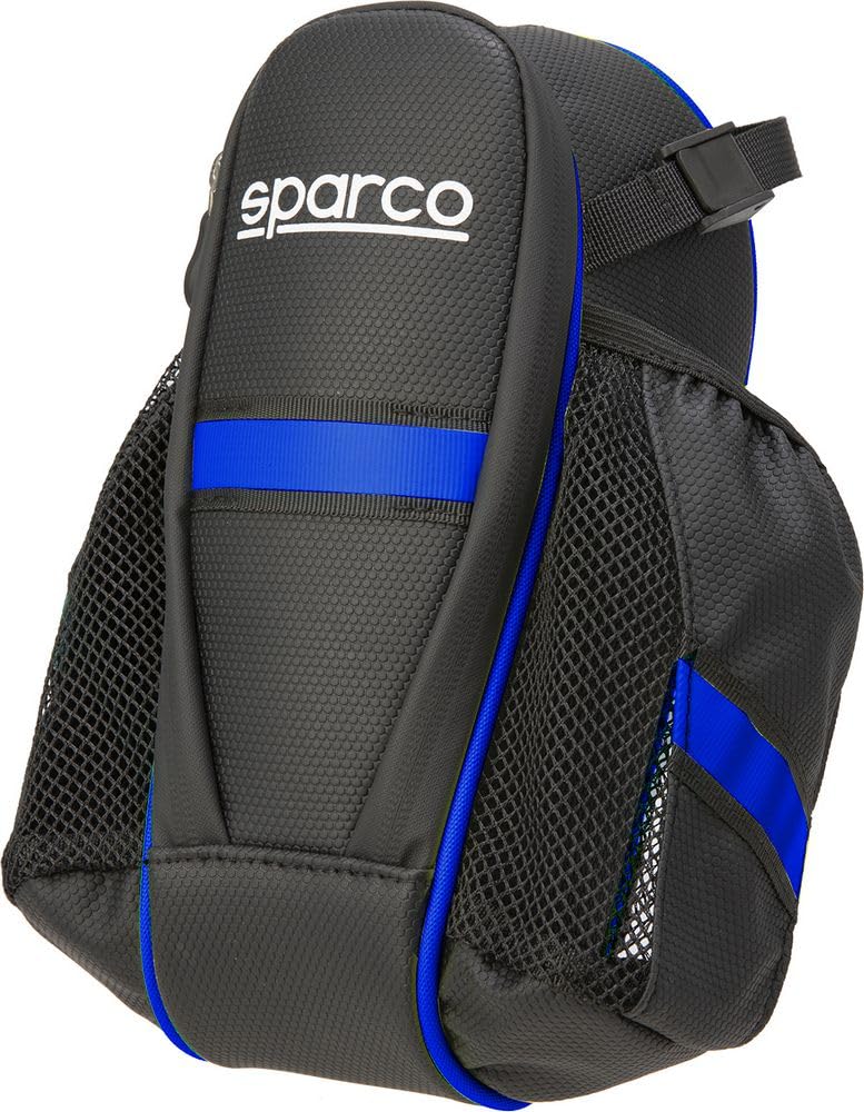 Sparco Schwarz Fahrradsatteltasche Aus Blauem Nylon, Geeignet Für Lange Reisen, Mit Doppelter Tasche Und Reflektierendem Band