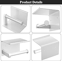 Vista 30 de Tindbea Toilet Paper Holder with Phone Shelf + Towel Robe Hooks, Adhesive or Screw Wall Mounted Toilet Paper Roll Storage, Stainless Steel Bathroom