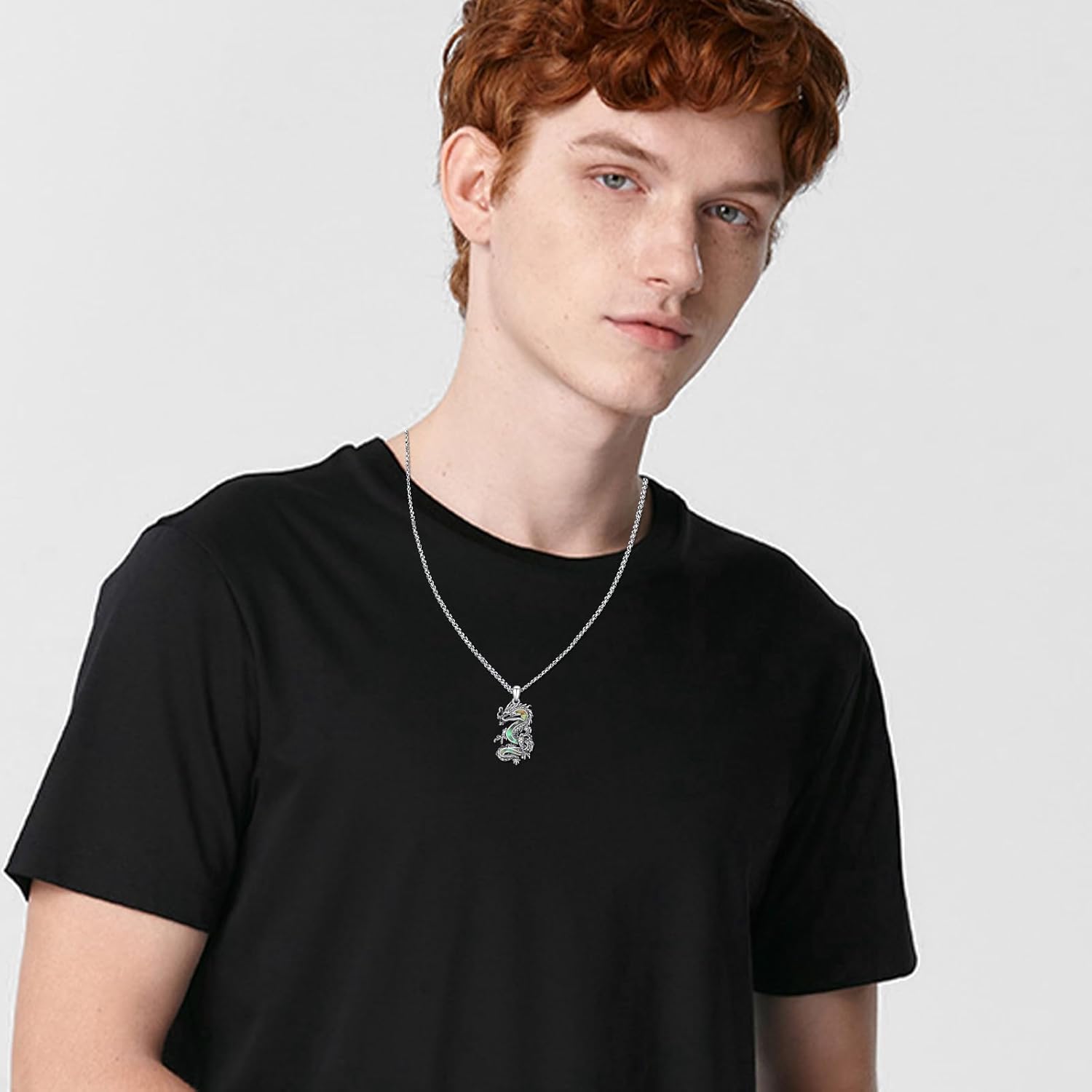 Dragon Necklace for Women Men 925 Sterling Silver Abalone Dragon Pendant Necklace Vintage Jewelry Gift for Women Men - Image 4