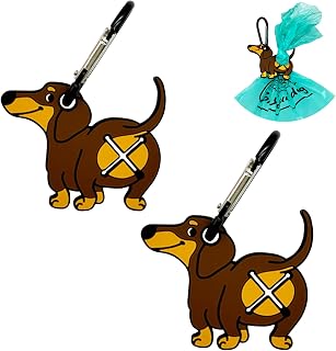 Silicon Dog Waste Bag Holder - Hands-free Poop Bag Dispenser for Leashes - Brown Dog