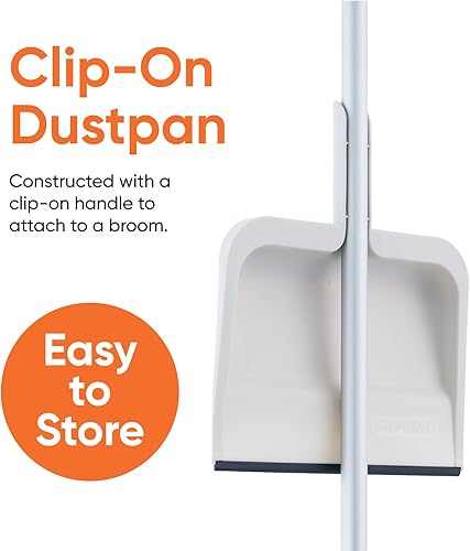 Miniatura 3 de Superio Recogedor con clip con borde de goma, bandeja de plástico duradero de 10 pulgadas de ancho con mango de agarre cómodo, color blanco, paquete