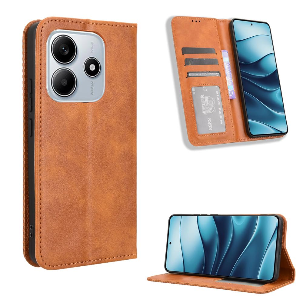 WBWONE Leather Folio Cover per realme sdf54566441, Custodia in Pelle PU Magnetica Libro Flip Portafoglio con [Funzione Stand]. Marrone