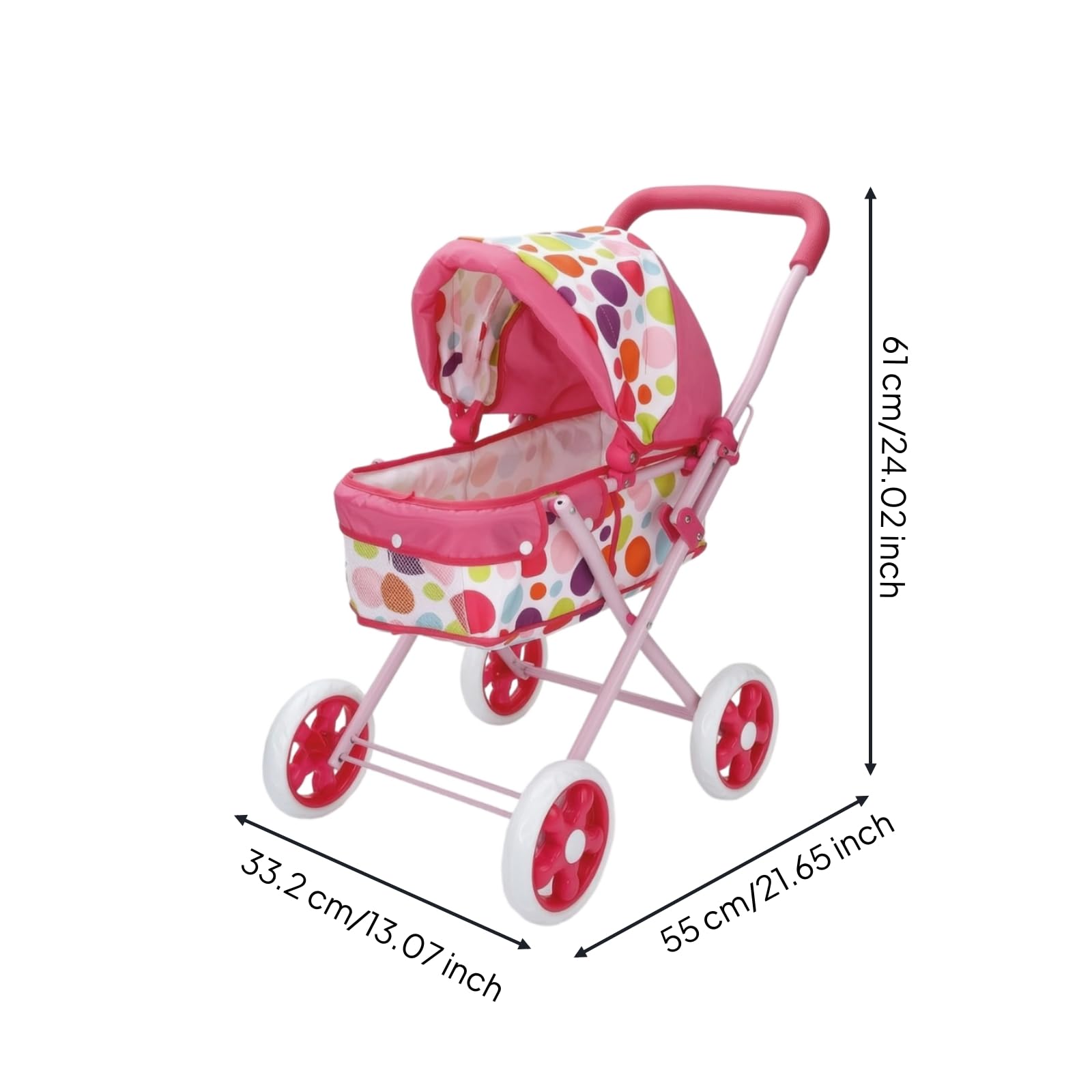 Carrello Giocattolo Bambini Passeggino Bambola Carrozzina Gioco Mini con Telaio in Metallo E Cappottina Tessile Seduta Imbottita Portaoggetti Adatto a Casa Parchi Ludoteca, Style to 1