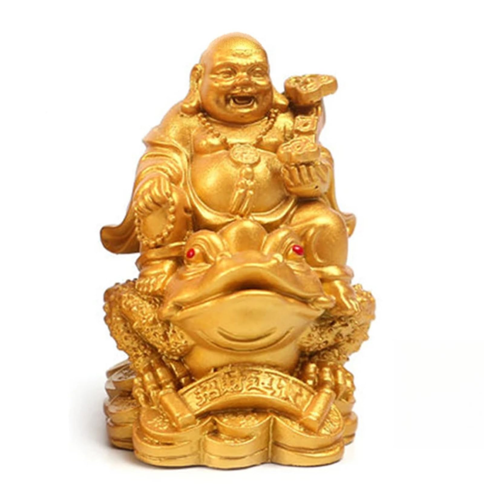 Statua di Buddha Maitreya Feng Shui, 12 cm, stile cinese, decorazione da tavolo dorata per casa e ufficio