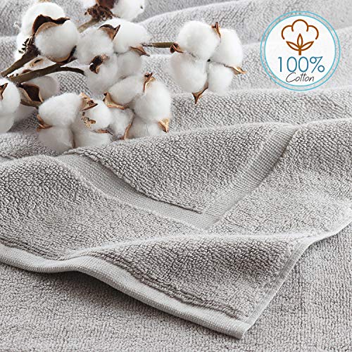 Image of Hearth & Harbor Bath Mat Towels - 100% Ring Spun Cotton Luxury Bath Mat Floor Towels - Ultra Soft & Highly Absorbent Bath Towels Set of 4 - Gray