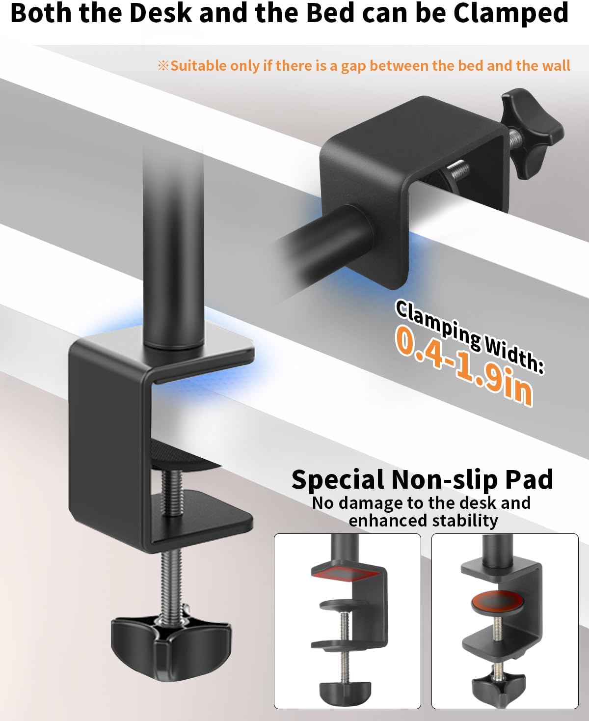 HEMMOTOP Magic Arm Desk Mount/Clamp, 28" Adjustable Camera Arm for iPad, Overhead iPhone Mount, for Yeti Snowball Microphone, Light, Webcam, Action Camera AS05