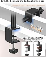 Vista 6 de HEMMOTOP Magic Arm Soporte de escritorio/abrazadera, brazo de cámara ajustable de 28 pulgadas para iPad, soporte de iPhone superior, para micrófono