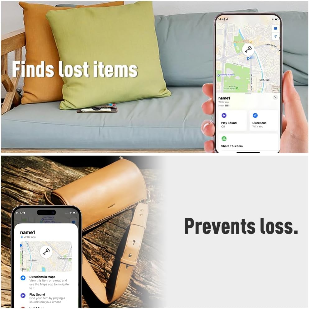 AirTag, Item Finders Bluetooth Tracker Locator for Keys Luggage Bags Wallet, Works with Apple Find My -iOS Only - 4 Pack Black White - Image 5