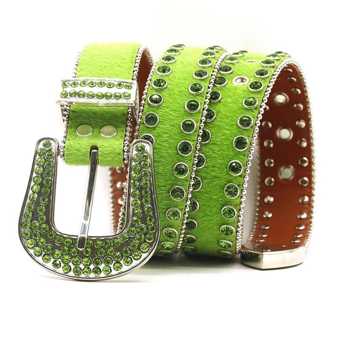 Cinturón de piel suave con diamantes de imitación para mujer, con hebilla, para fiesta, discoteca, vestido, hebilla