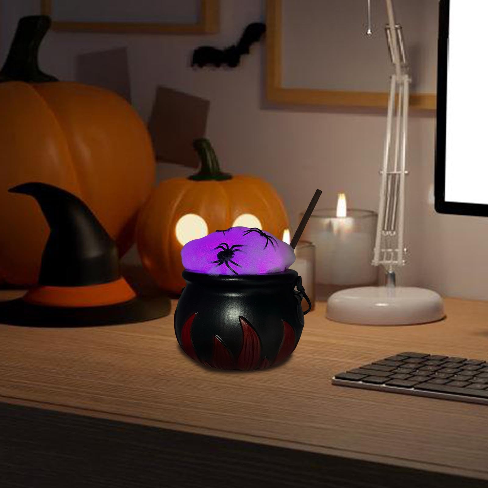 Halloween Witch Cauldron Catena luminosa colorata decorazione da tavolo con