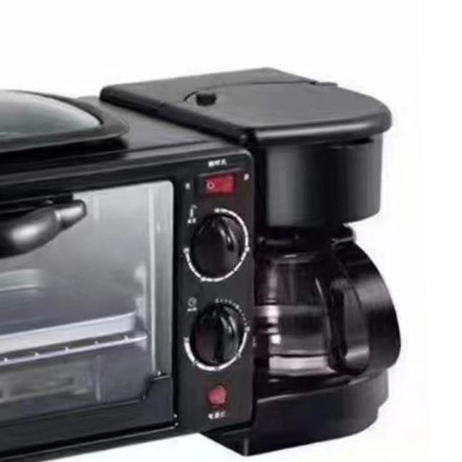 Gralara Máquina de Desayuno 3 en 1 Tostadoras Horno Horno con Temporizador Incluye Cafetera Estaciones de Desayuno Eléctricas Huevo