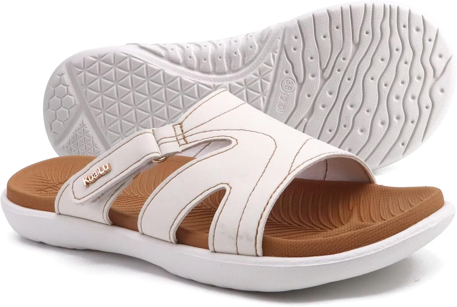 KuaiLu Womens Fashion Orthotic Slides Ladies Lightweight Athletic Yoga Mat Sandals Slip On Thick Cushion Slippers Sandals With Comfortable Plantar Fasciitis Arch Support - Image 7