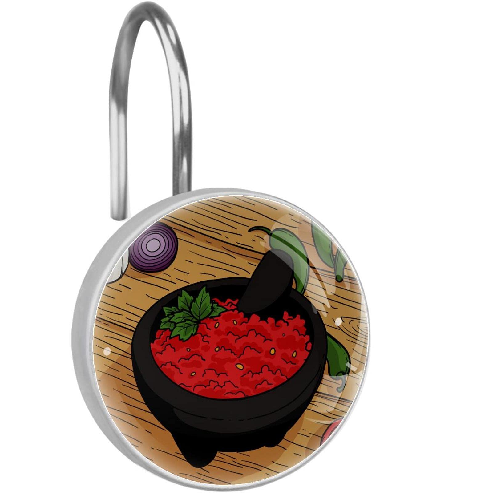 Crochets pour rideau de douche poivre et molcajete pour une salle de bain style cuisine