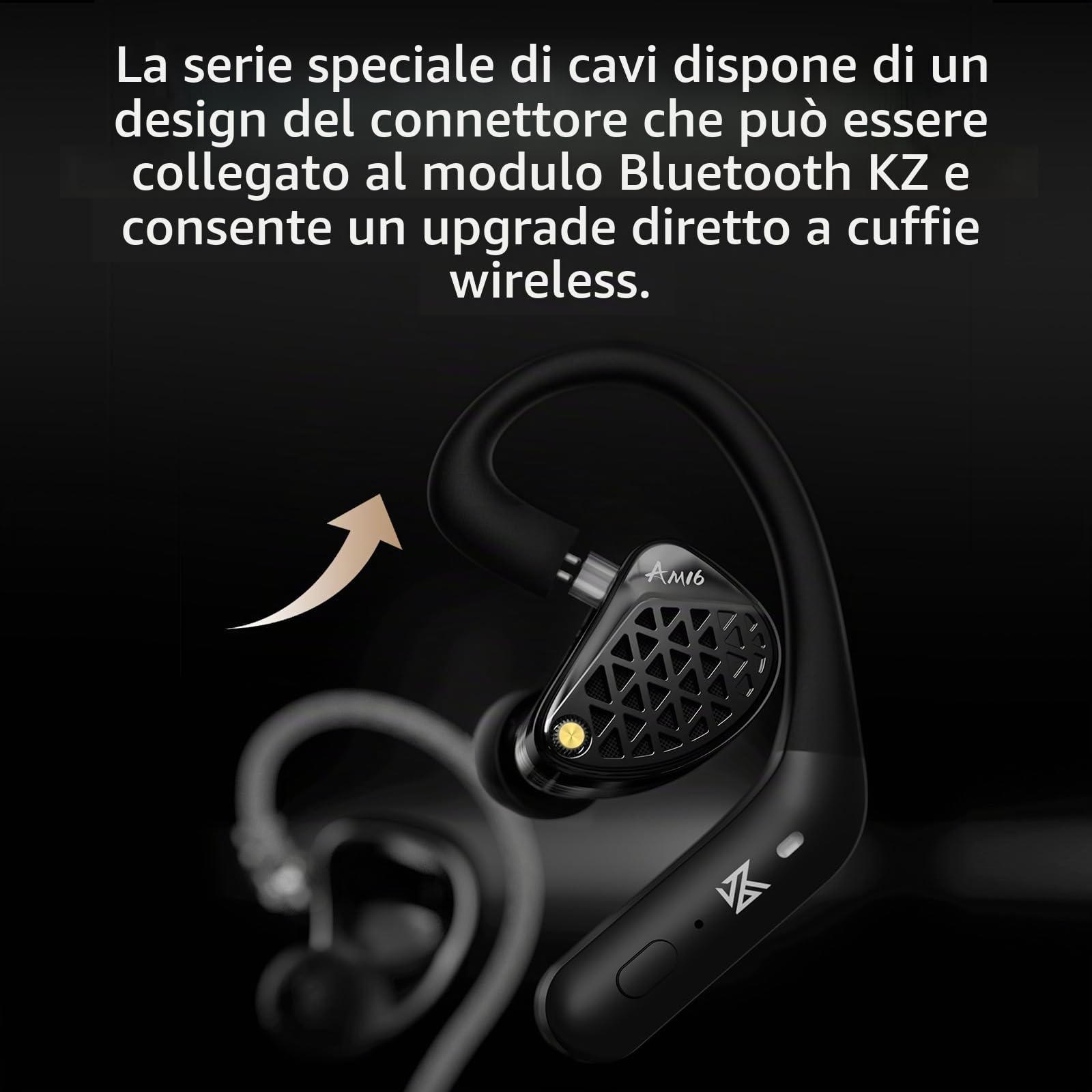 KZA COUSTICS KZ AM16 - Cuffie con monitor in-ear con 16 driver BA, HiFi IEM con suono stereo chiaro su tutte le frequenze, cuffie da gioco con cavo OFC rimovibile placcato argento per musicisti