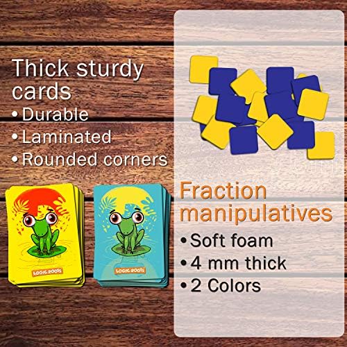 Logic Roots Froggy Fractions Math Game - Fun Card Game for 10 - 12 Year Olds, STEM Toy with 20 Manipulatives & 40 Fraction Cards, Learning Gift for Kids (Boys & Girls), Homeschoolers, Grade 4 and Up 5 611KDIUuDHL. AC