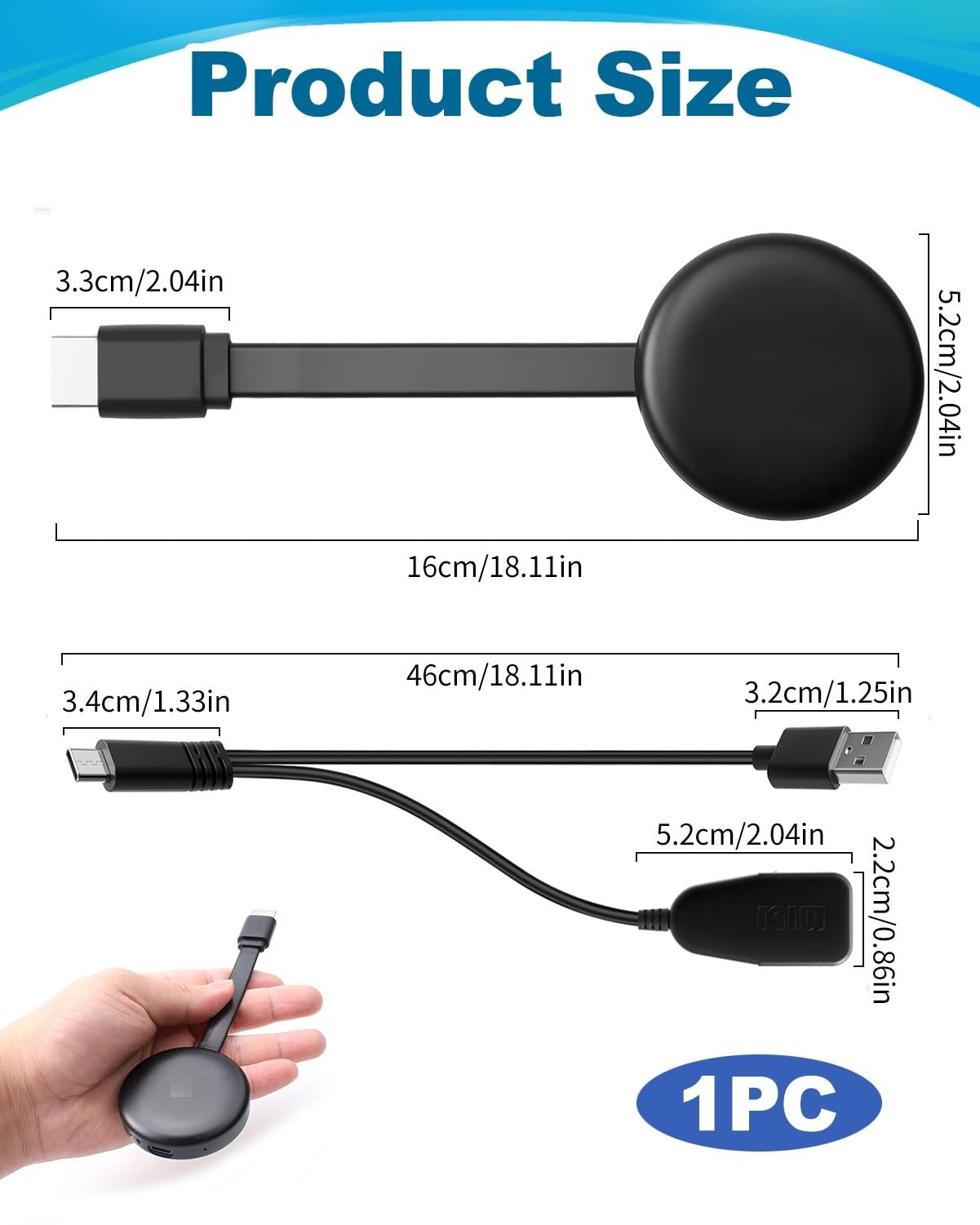 Wireless HDMI Dongle 1080P Full HD Miracast HiFi HDMI Dongle 5G Drahtloser Smart Media Player Streaming für Miracast/iOS/Mac OS/Airplay/Android/Windows/DLNA, zu HDTV, Monitor, Projektor