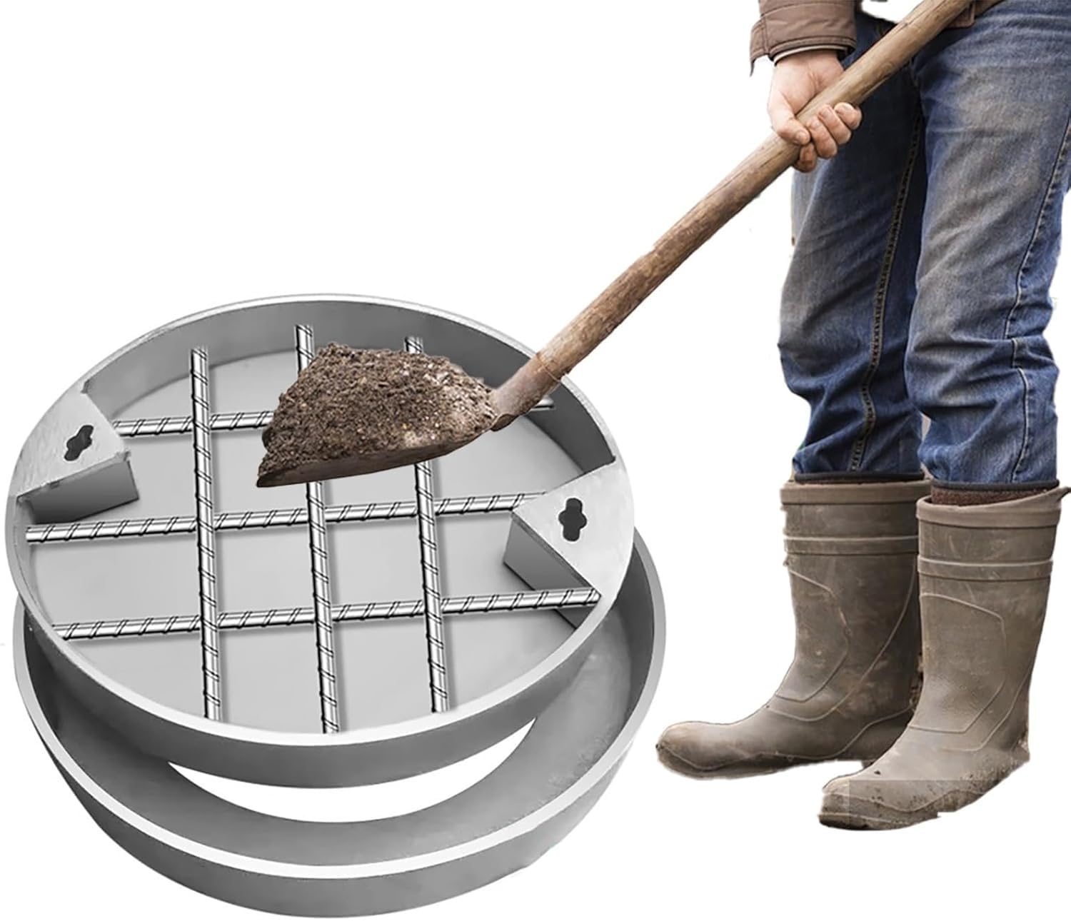 Couvercle de regard rond encastrable 22 po en inox pour terrasse et jardin design