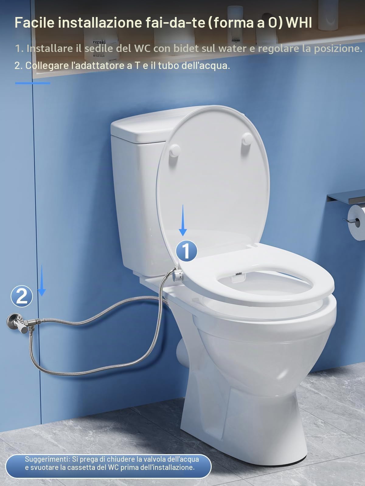 YEAUPE PRO Tavoletta WC Forma O in Urea Non Elettrico con Bidet, Soft Close | Sedile WC con acqua regolabile, sgancio rapido, facile pulizia e installazione semplice, adatto per WC domestici forma O