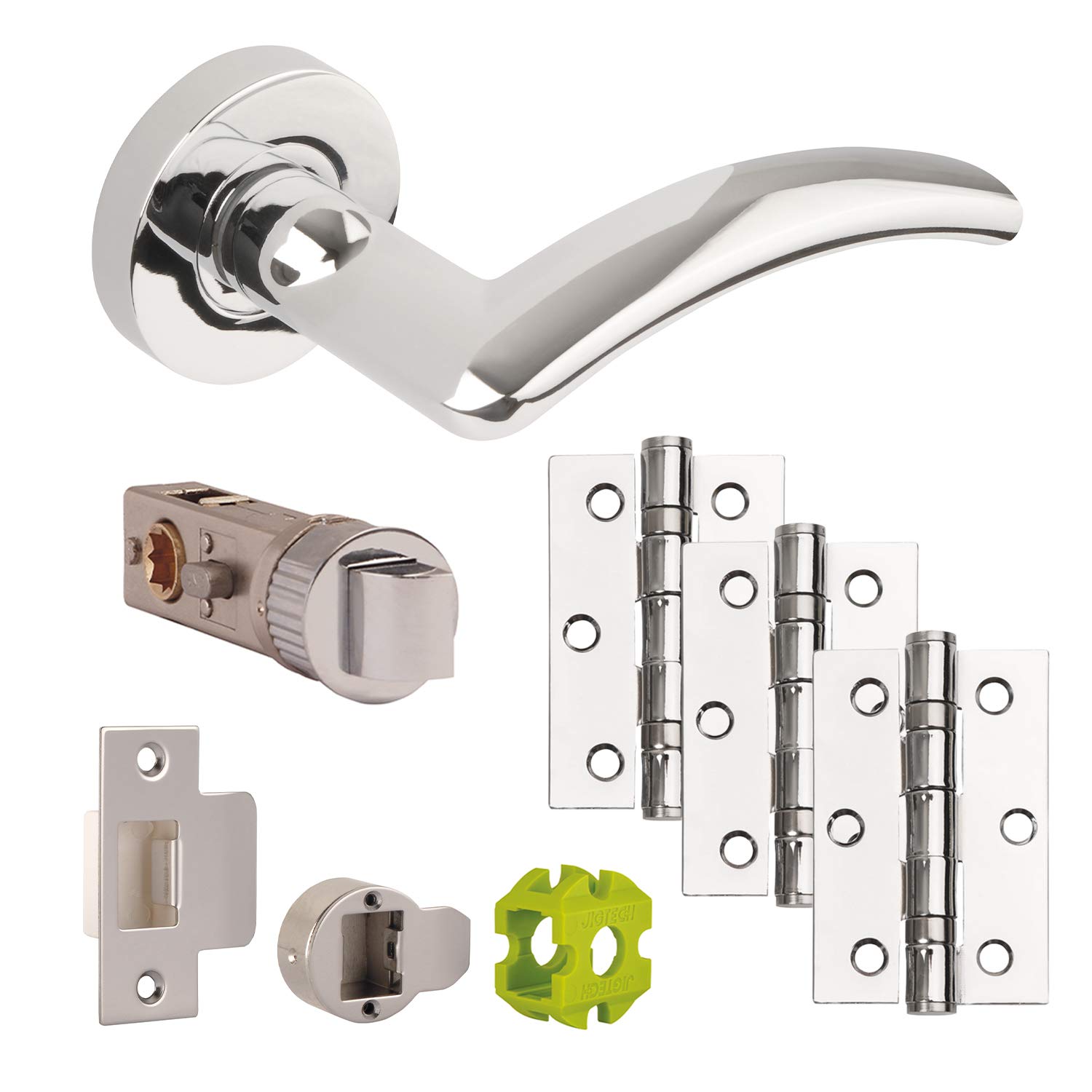 Jigtech JTB81010 Viper Door Pack-Privacy-Polished Chrome