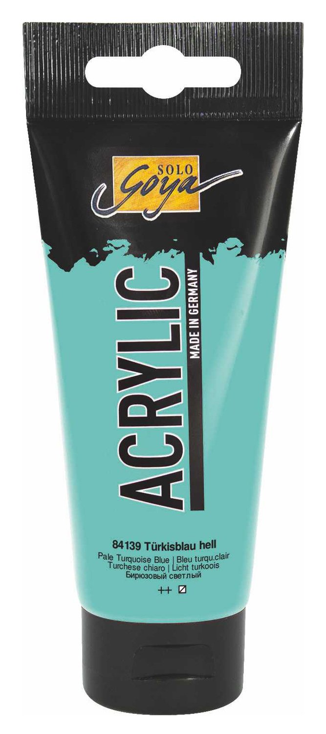 Kreul 84139 - Solo Goya Acrylic, tube de 100 ml en bleu turquoise clair, peinture acrylique crémeuse polyvalente de qualité étude