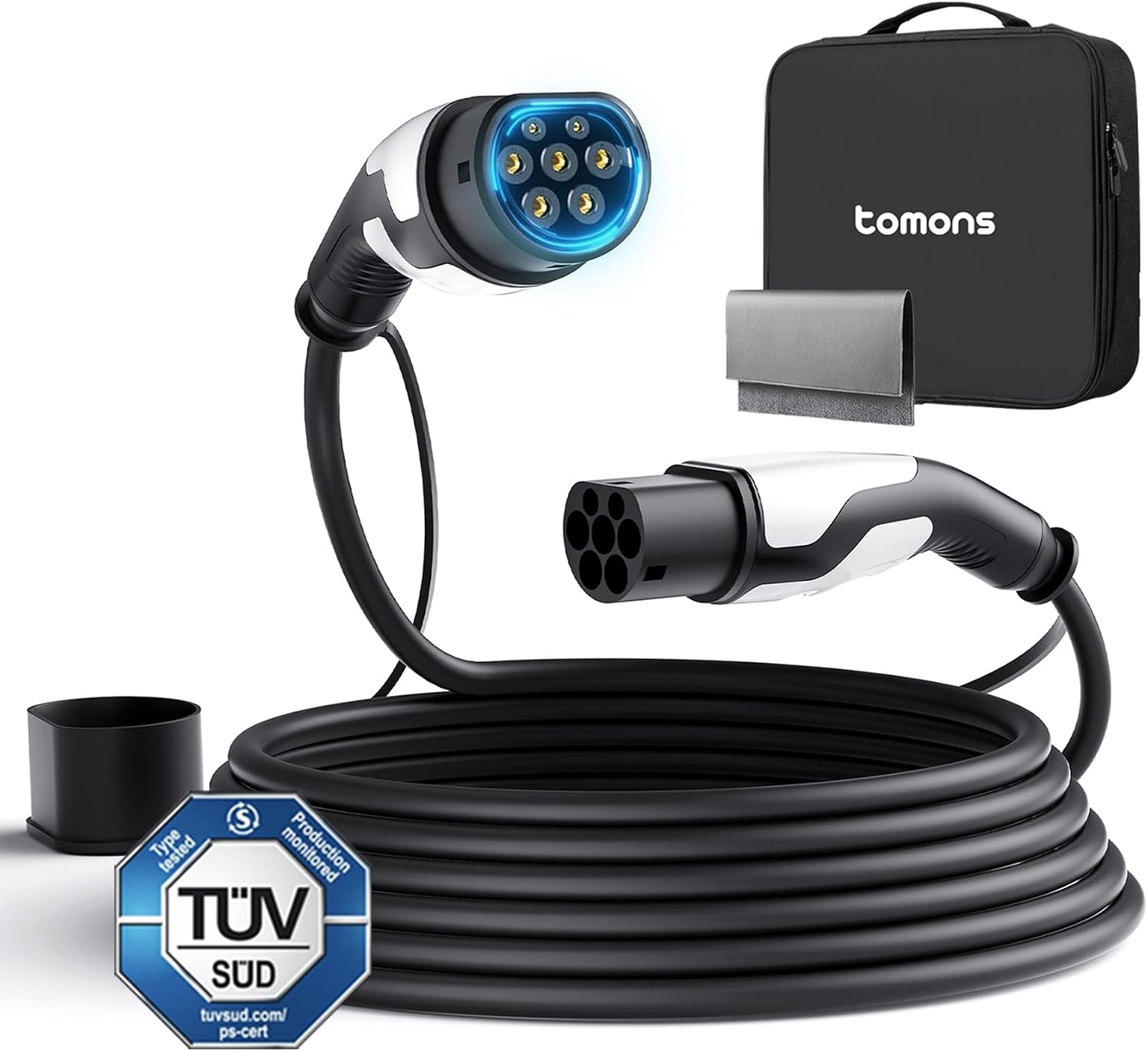 Câble de recharge Type 2 tomons (22 kW, 32A, 5 m)
