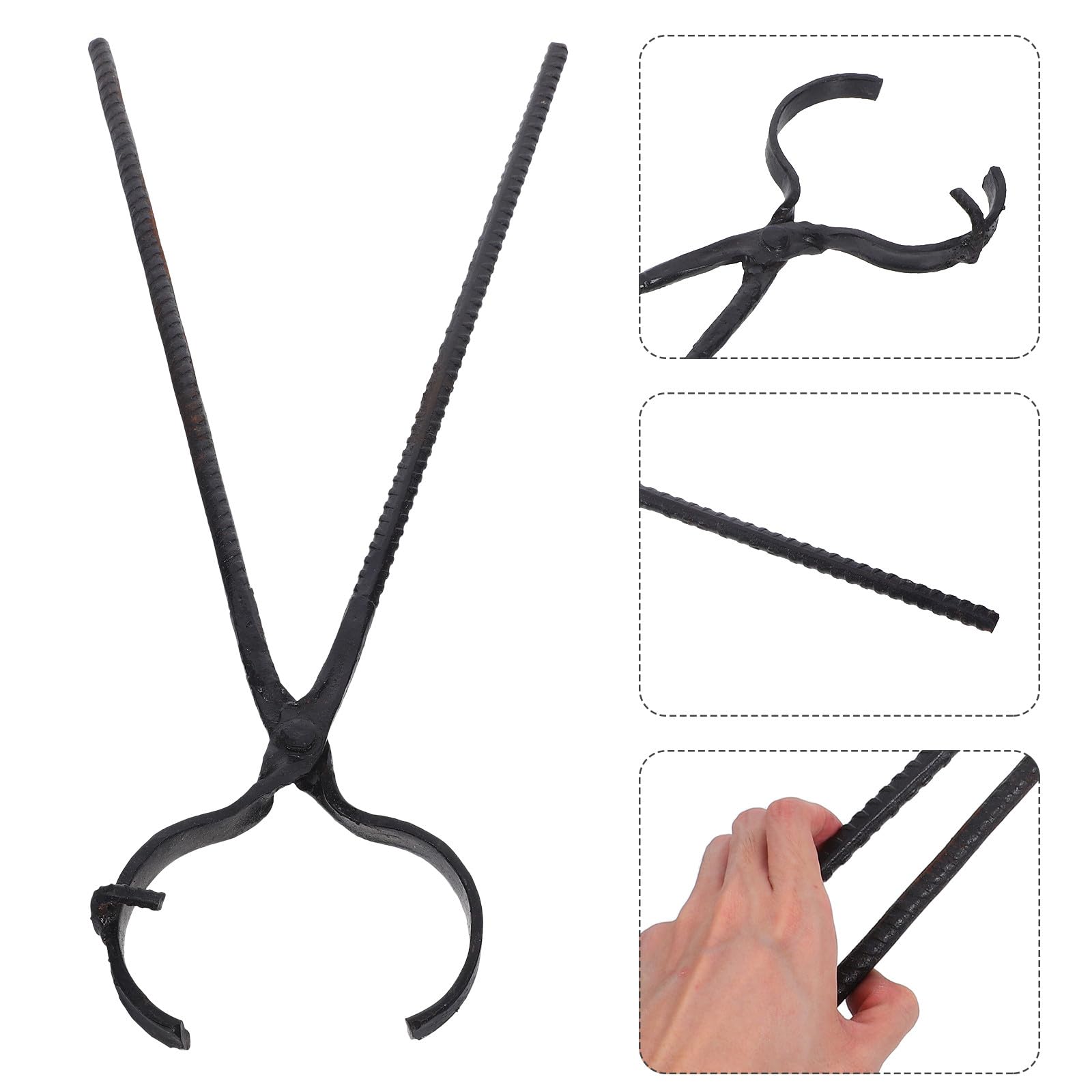 Pinza da Crogiolo per Gioielleria Professionale in Acciaio al Carbonio Nera | Controllo Preciso, Presa Confortevole, Resistente al Calore, per Piccoli Laboratori e Produzione su Larga Scala