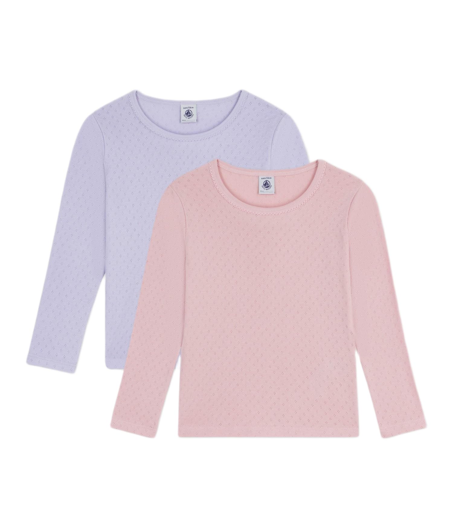 Petit Bateau Lot de Tee-Shirts Enfant en Coton Ajouré Manches Longues A0e7o00 sous Vêtements Jour Fille (Lot de 2)