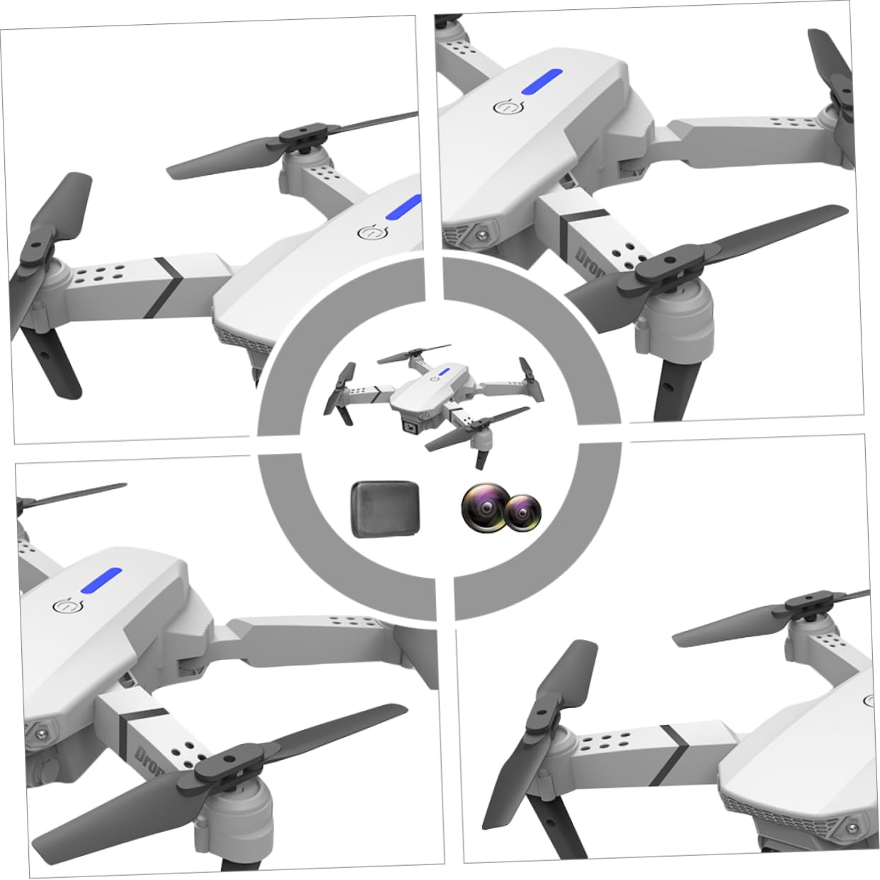 Dron Doble Cámara E525 de Plástico, Cuadricóptero Blanco