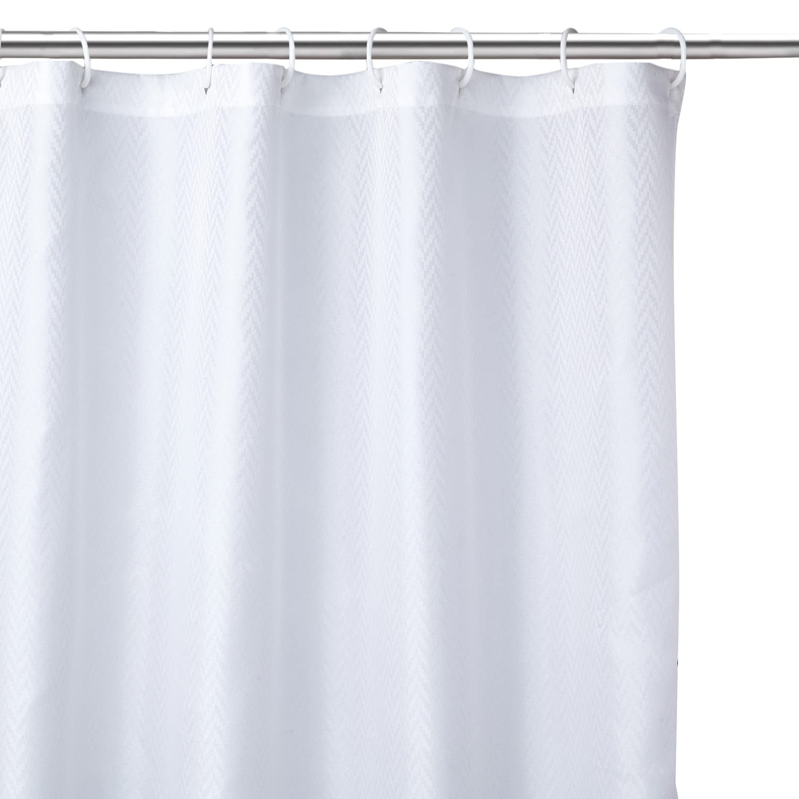 Encasa XO Cortina de Ducha| Impermeable a Prueba de Moho y Resistente al Moho| ZZ Blanco Poliéster Cortinas De Baño Lavables De con 10 Ganchos| Fácil instalación| de Secado rápido| 180x180 cm