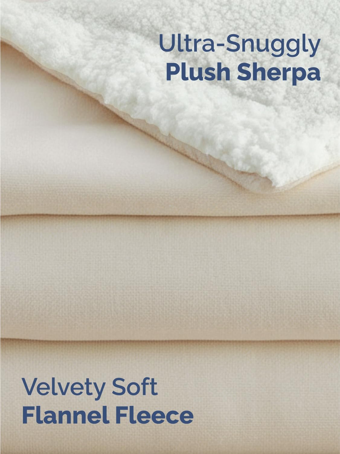 Sherpa Fleece Blanket Queen Size - Reversible Sherpa Fleece Queen Blanket - Super Soft Double Sided for Bed, Sofa, Couch - Thick, Warm, Fuzzy & Plush - Luxurious Bedding for Winter - Ivory, 90" x 90" - Image 3