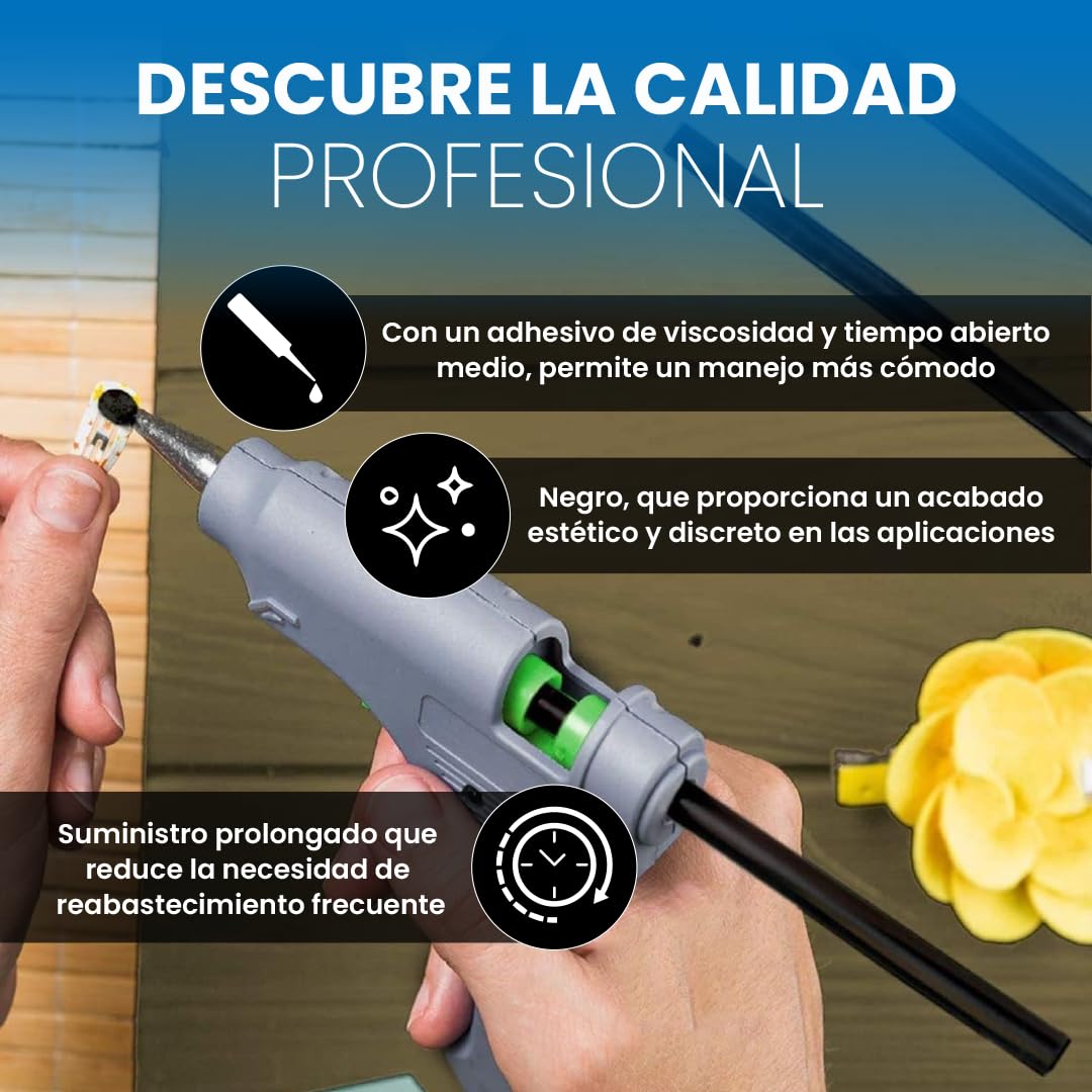 Bolsa De Cola Termofusible Negra | Barras Silicona Para Barras Caliente | De 11 x 200 mm | Cola Termofusible Negra de Alta Fijación | Para Automoción, Manualidades y Reparaciones | 50 Barras