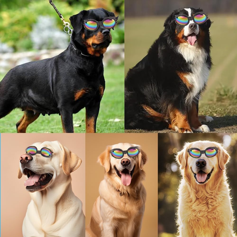 Occhiali da sole per cani, occhiali da sole antivento anti-appannamento e protezione UV per gatti e cani di piccola taglia (nero)