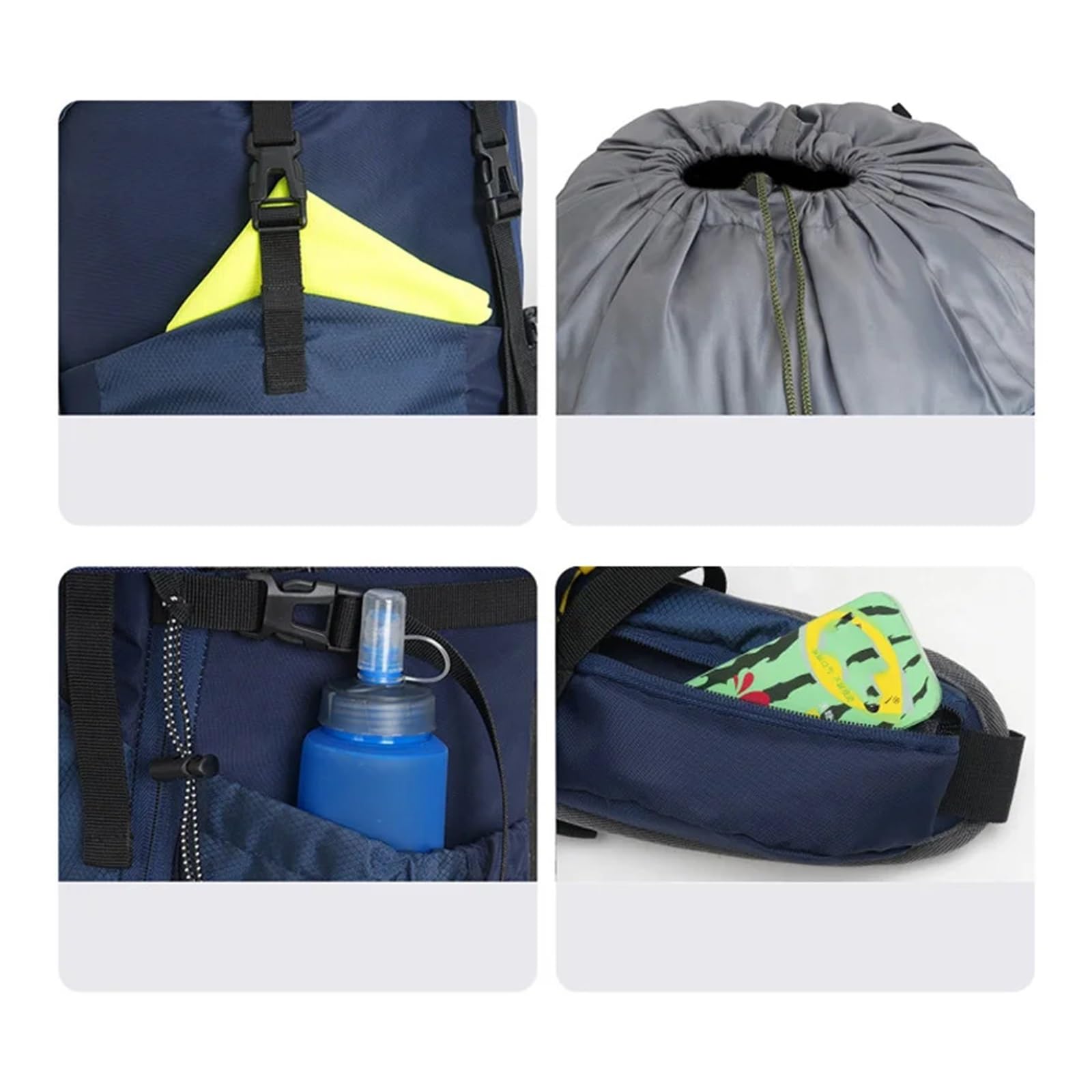 Zaino da campeggio da arrampicata da 60 litri con copertura antipioggia, grande zaino impermeabile per escursionismo, trekking, alpinismo, idratazione