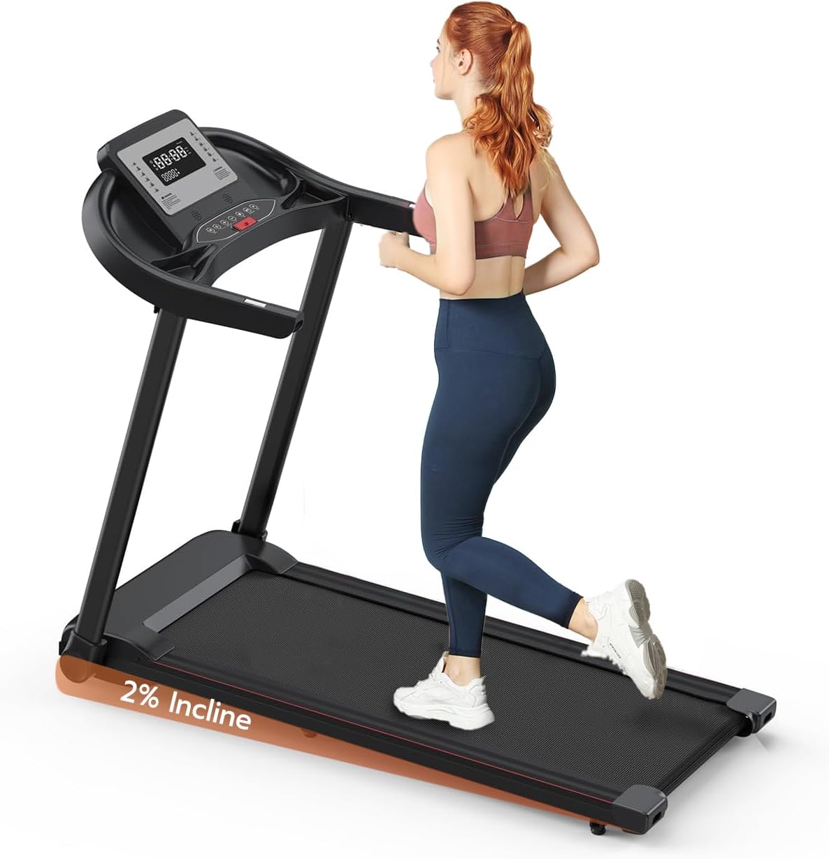 Treadmills for Home with Pulse Sensors/7.6 MPH/Lower Noise, 2.5 HP Treadmills for Running Walking Supports Up to 265 lbs, High-Performance Treadmill Equipped with APP/LED Display/Handle Bar