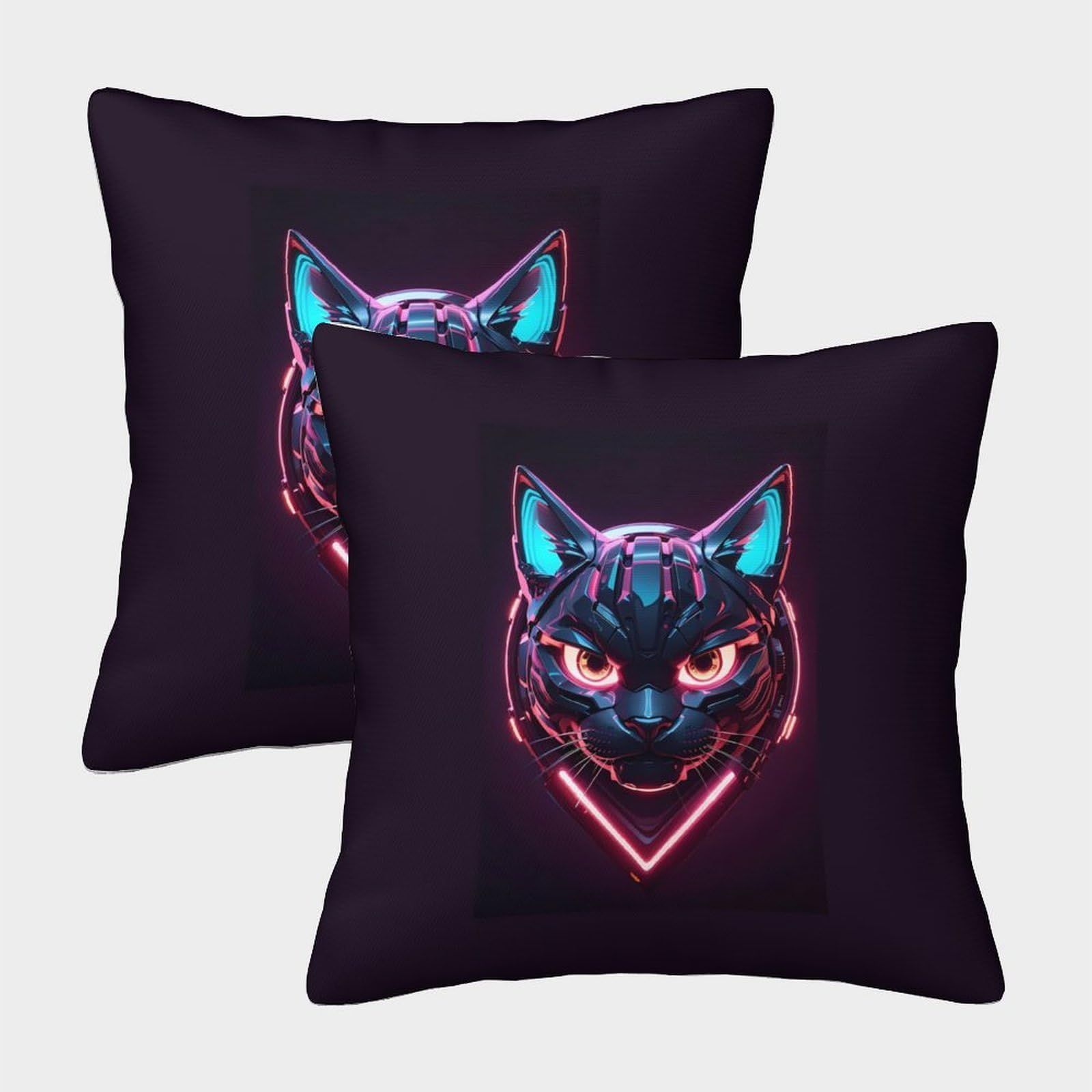 QFVANSIYO Neon Wolf Design 3D Printed Pillowcase Microfiber Bedroom Bedding Decor Neon Wolf Pillow Cover for Adults Teens Soft Washable 50x50cm
