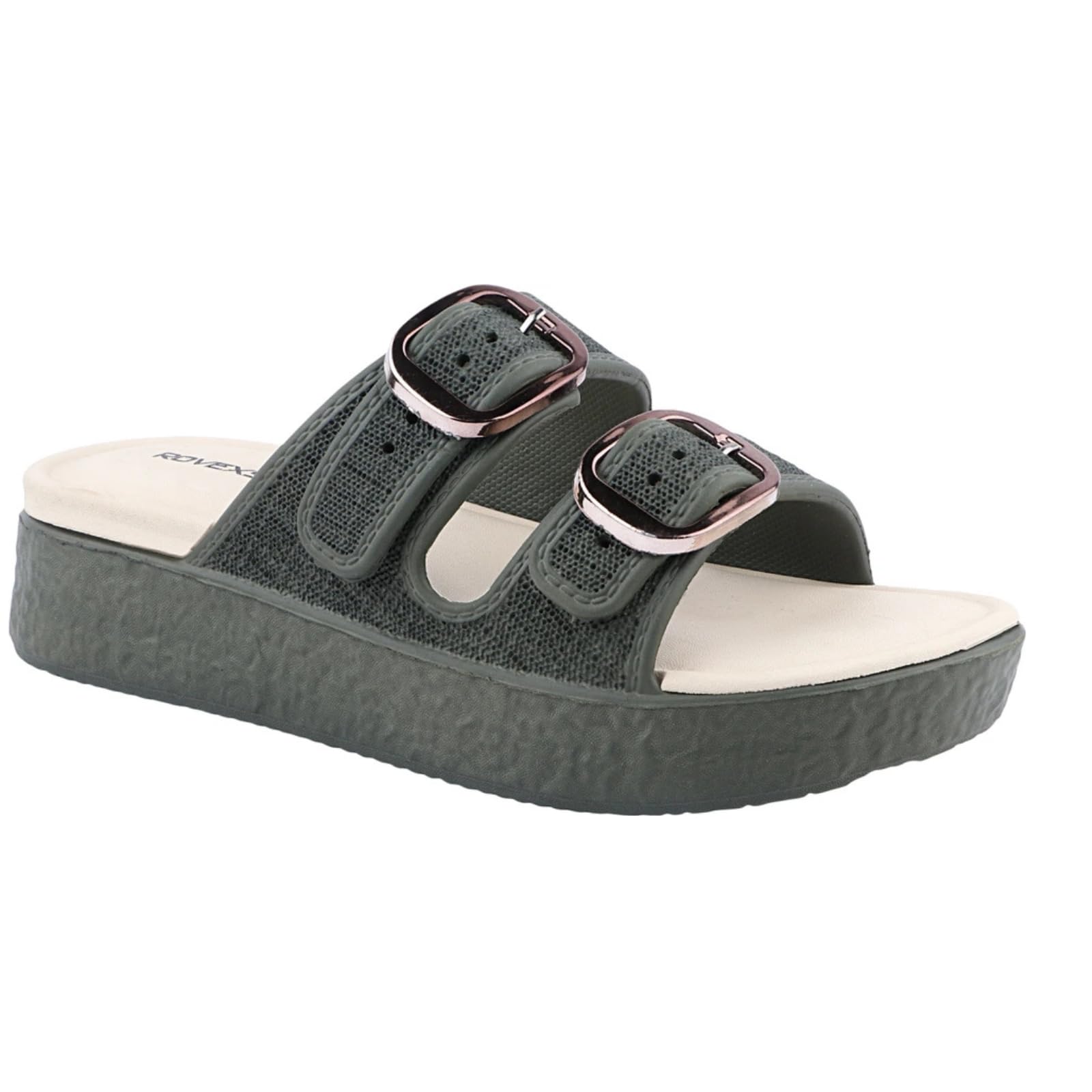 Women's Double Strap Slide Sandals with Adjustable Buckle | Soft Cushioned Slip-On Platform Slippers | Lightweight Anti-Slip Comfort Sandals for Daily Wear, Indoor & Outdoor Use-image-31