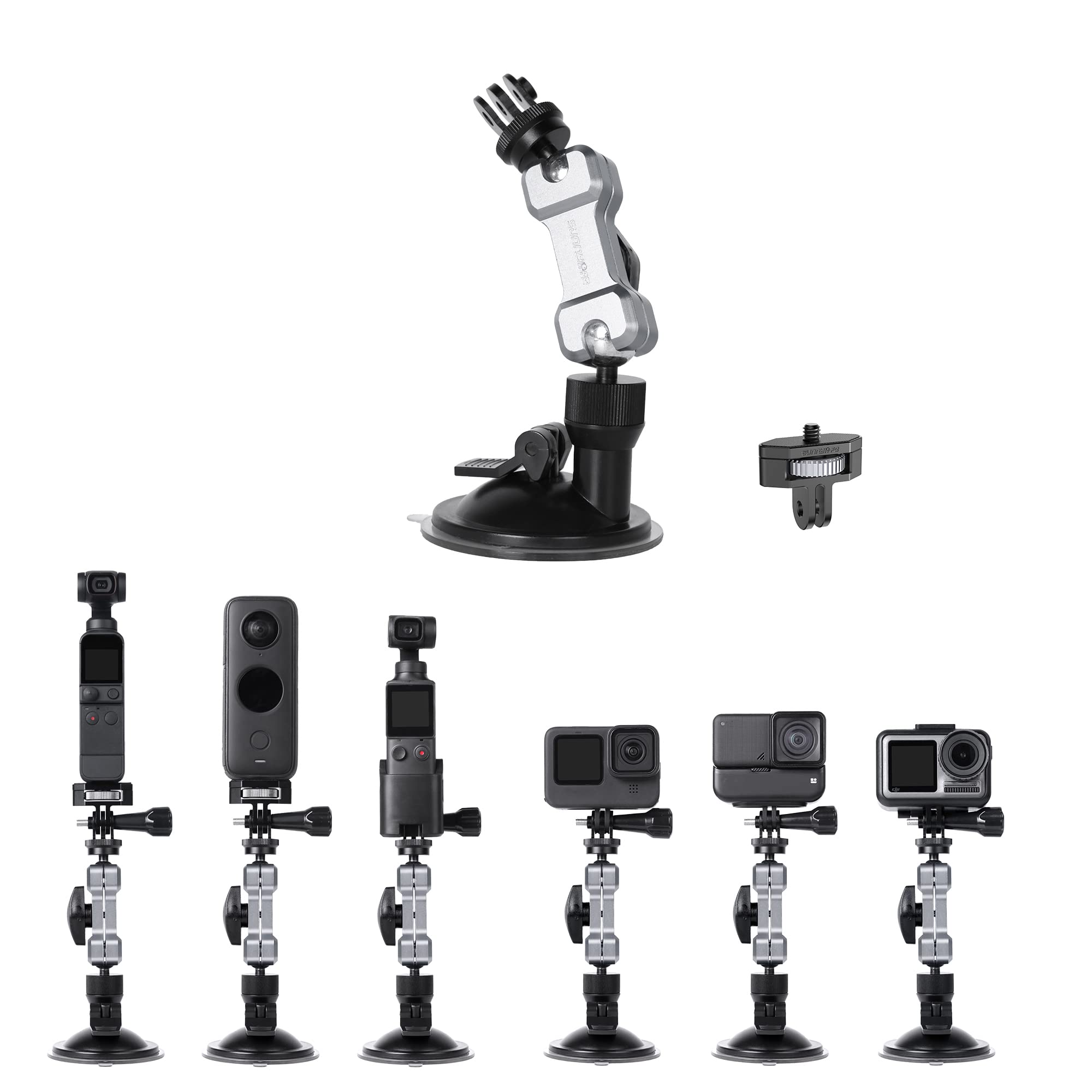 regulowany uchwyt przyssawki + adapter 1/4 do DJI Action 2 Osmo Action kieszeń 2 uchwyt do GoPro dla Insta 360 One X2 RS Insta360GB Fimi Palm akcesoria do kamery akcji